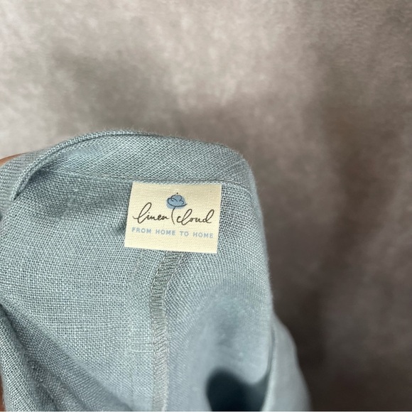 Linen Cloud Boxy V-Neck Cinched Waist Blouse In Blue Women's Size M - Picture 3 of 8